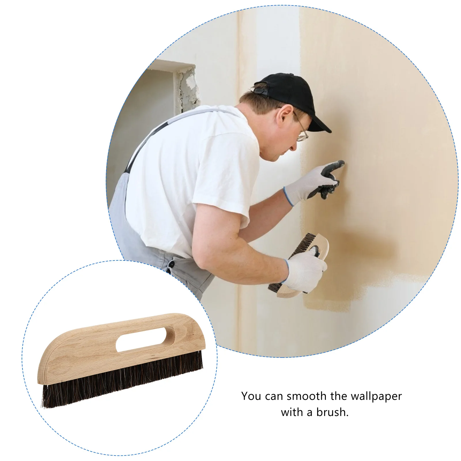 Papel de parede escova mais suave cabo de madeira cerdas resistentes ao calor superfície lisa semi-suxa hang-up armazenamento ferramenta de revestimento de parede pintura