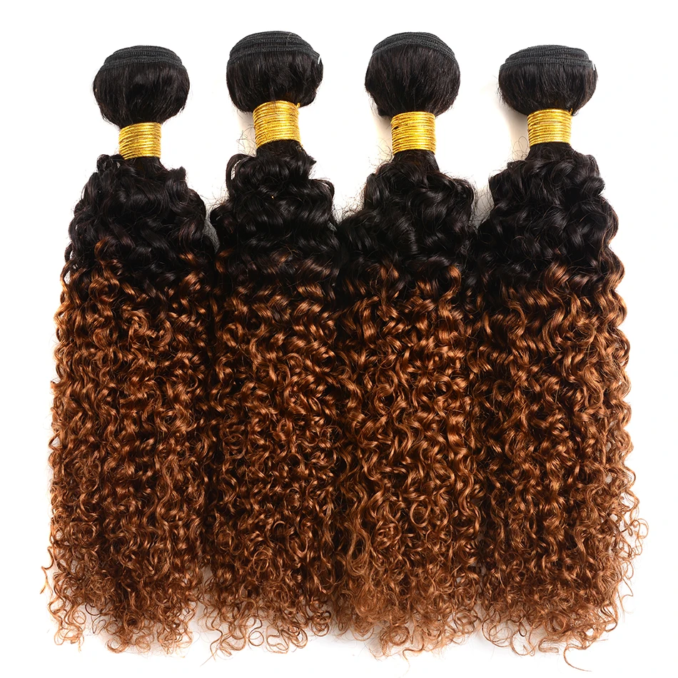 DreamDiana 100% Brazilian Hair Ombre 1B30 Kinky Curly Hair Bundles Grade 10A Ombre Human Hair 3 Bundles Black To Brown Bundles