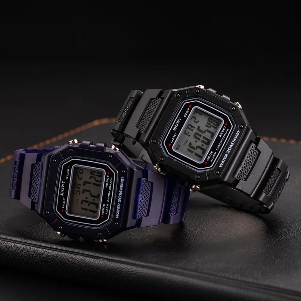 2024 Fashion Men Digital Watches Sports Waterproof Electronic Mens Wristwatches Square Silicone Military Watch Reloj Hombre