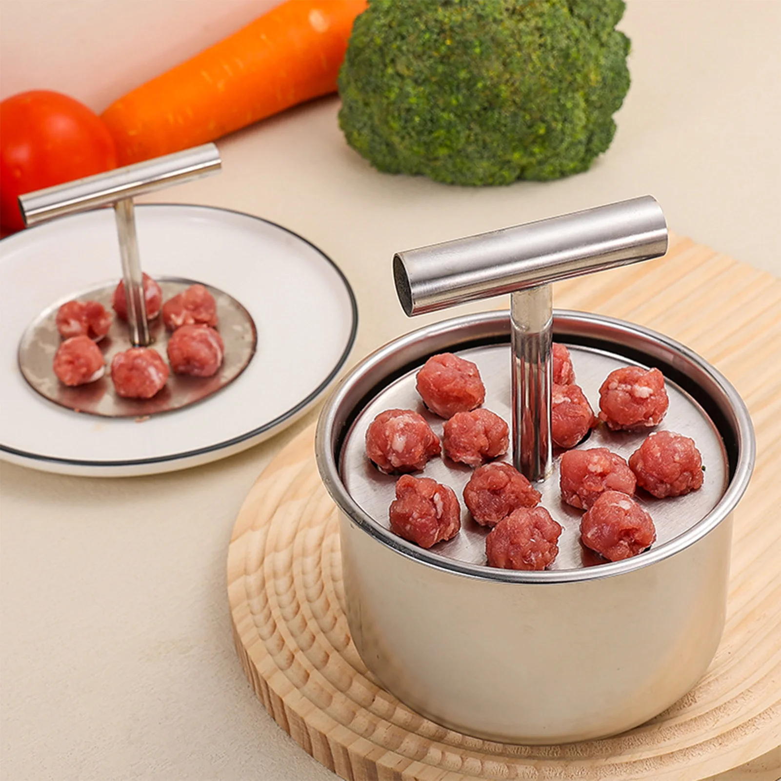

Press Meatball Maker Stainless Steel Meatball Maker Meat Balls Manual Multi-functional Maker Tool Household Kitchen Manual Mold