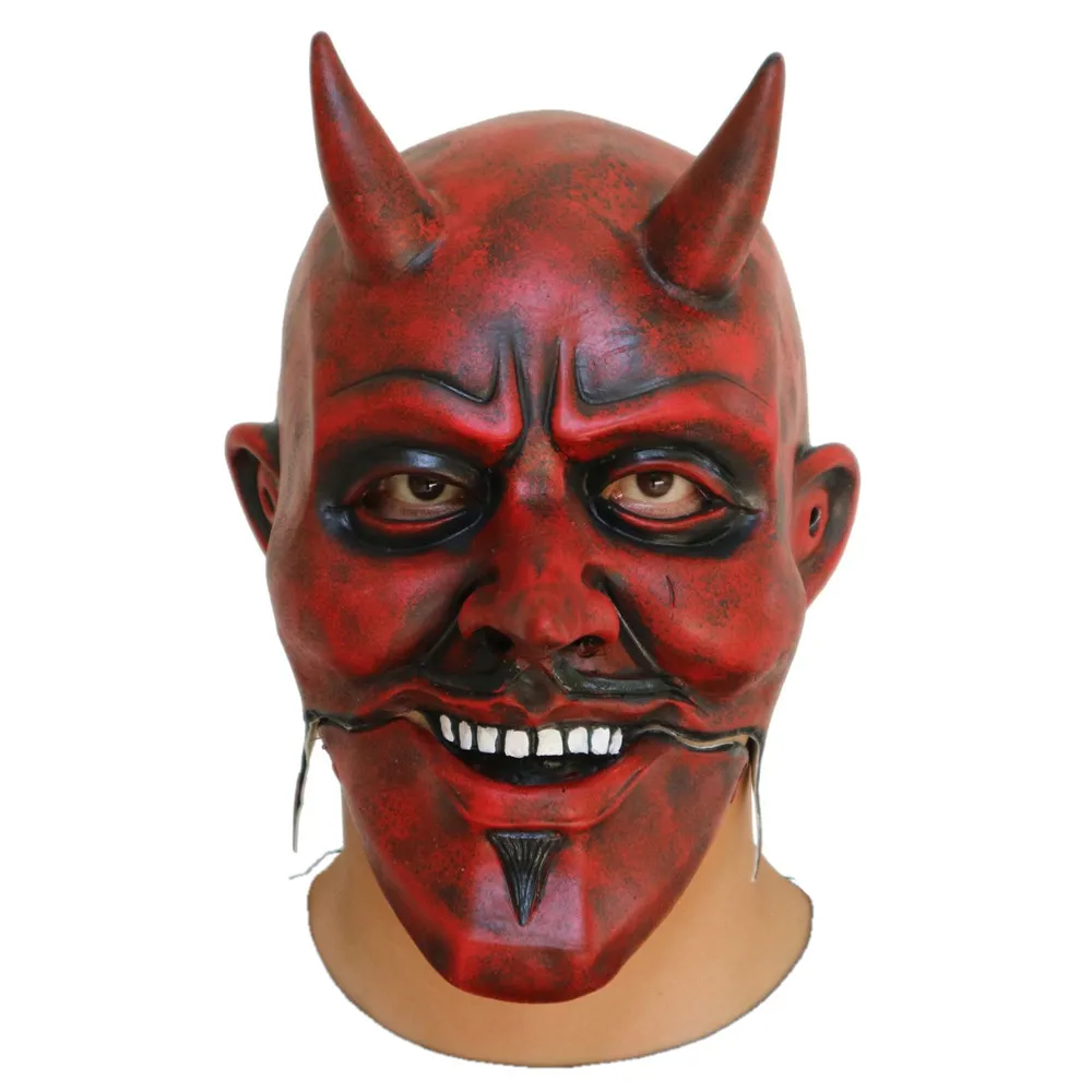 Halloween-Grimassenmaske, Cosplay-Maske mit beweglichem Mund, rote Dämonenkönig-Kopfbedeckung, lustige Maske, Tanz-Make-up-Requisiten – Detail 5