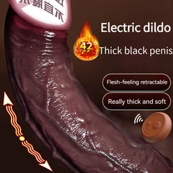 Realistic electric dildo vibrating telescopic masturbation stick, soft large penis sex toy for women's adult masturbation device