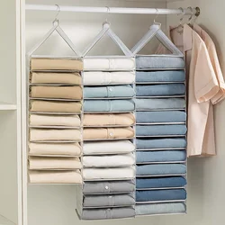 Home wardrobe storage, hanging bags, pants, layered hanging clothes, separated and organized items, fabric storage rack