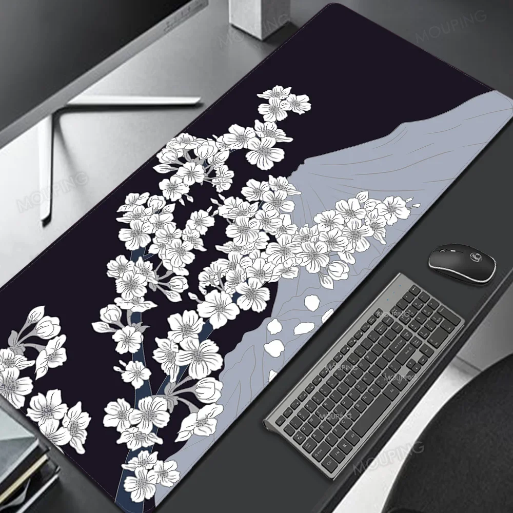 Japan Cherry Blossom Mouse Pad Gray Laptops Gaming Deskmat Sakura Mousepad Anime Office Carpet Gamer Keyboard Computer Desks