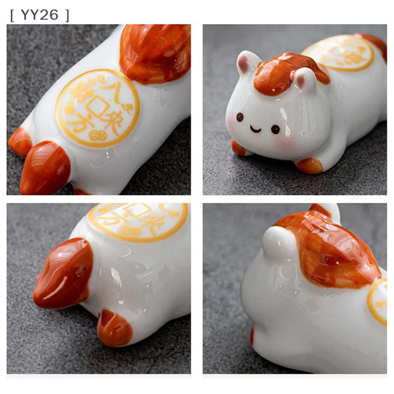 1/2-قطعة السيراميك الحيوان عود الراحة لطيف زودياك أدوات المائدة 2026 سنة الحصان ولادة هدية الجدول حلية #5