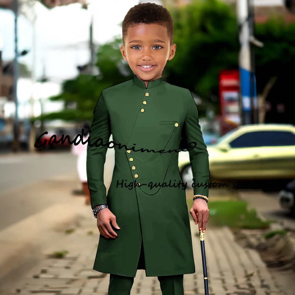 

African Style Boys Suit 2 Piece Blazer Pants Formal Single Breasted Clothes Wedding Kids Tuxedo Teen Performance Dress