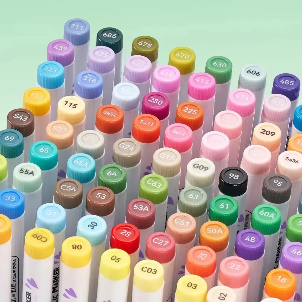 Arrtx Acrylic Markers 90 Colors Brush Tip Paint Pens Water Based Ink No Toxic Waterproof for Rock Painting Wood Stone Glass