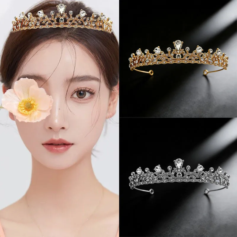 

Baroque Crystal Rhinestone Crown Tiara Bridal Hair Jewelry Party Tiaras Crowns Headwear For Women Wedding Hair Accessories