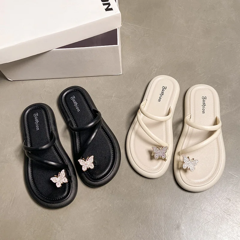 

Bow Toe Slippers For Women 2025 Summer Clip On Sandals For Outdoor Wear Fashionable And Versatile One Line Slippers For Women