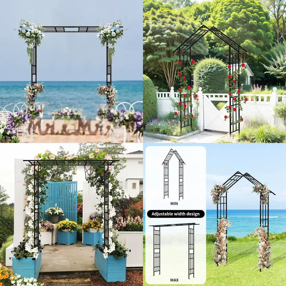 

Расширяемая металлическая садовая беседка для вьющихся растений, регулируемая ширина от 42,52 до 78,15 дюймов, поддержка розовой арки на открытом воздухе