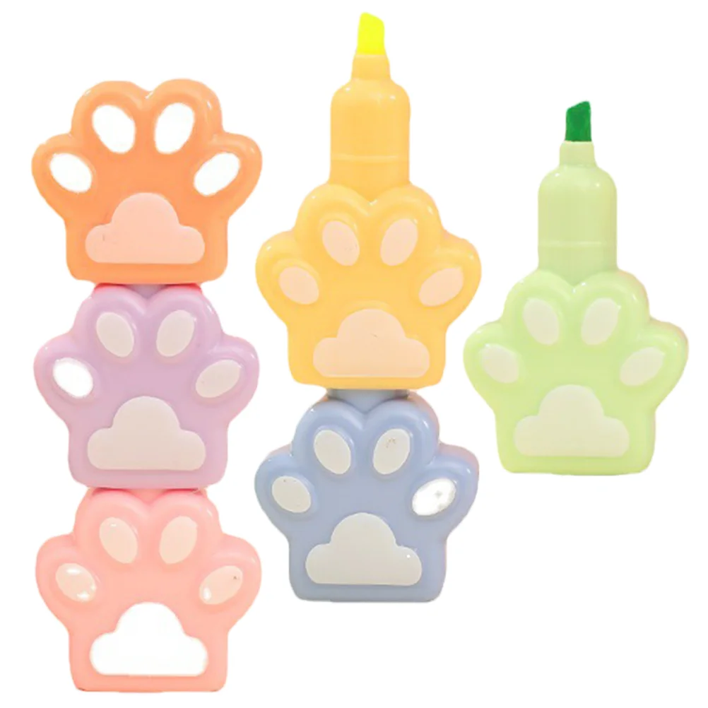 Cute School Stuff Highlighter Pens Creative Cartoon Cat Claw Wholesale Children\'s Account Color Marker Highlighters