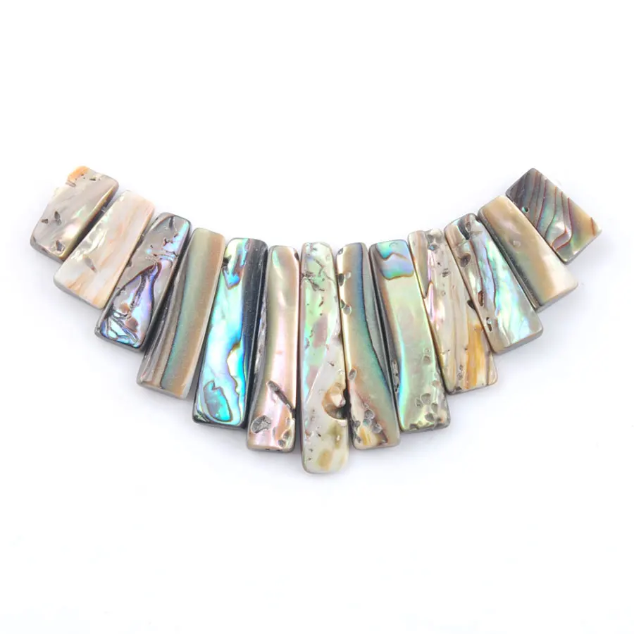 Natural Abalone Shell Pendant Set 13Pcs Stick Beads Vintage Charms For Jewelry DIY Necklace Colourful Accessories BN332