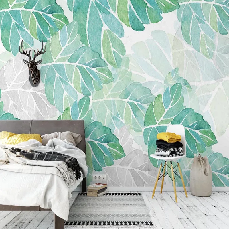 Customized products 3D Wallpaper For Walls Nordic Fresh Simple Leaves Photo Wall Murals Bedroom Study Living Room Backdrop Wall