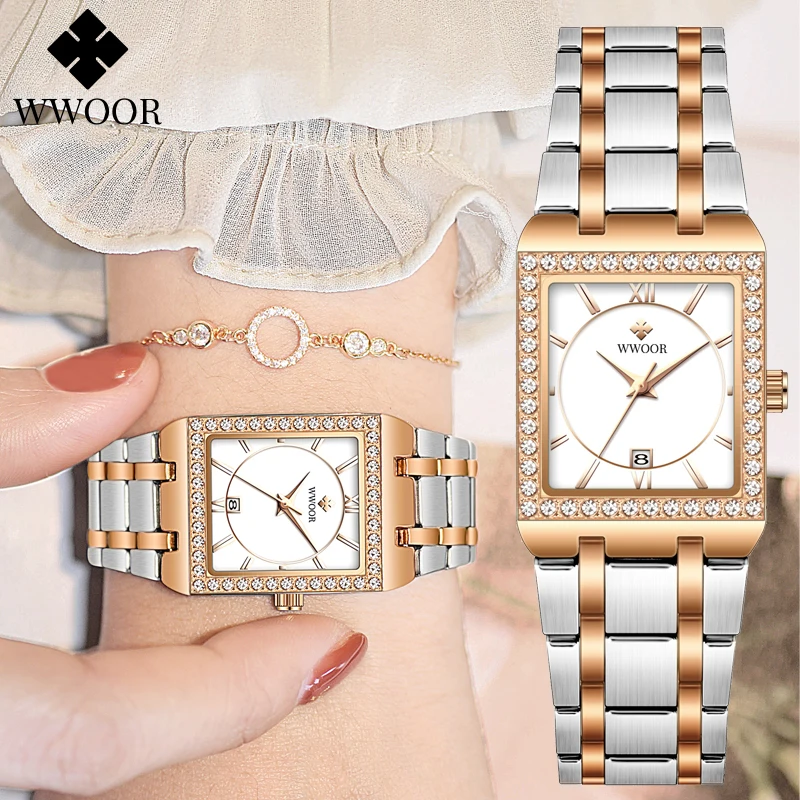 

WWOOR Ladies Watch Top Brand Luxury Women’s Dress Waterproof Bracelet Watches Elegant Stainless Steel Quartz Wrist Watches Reloj