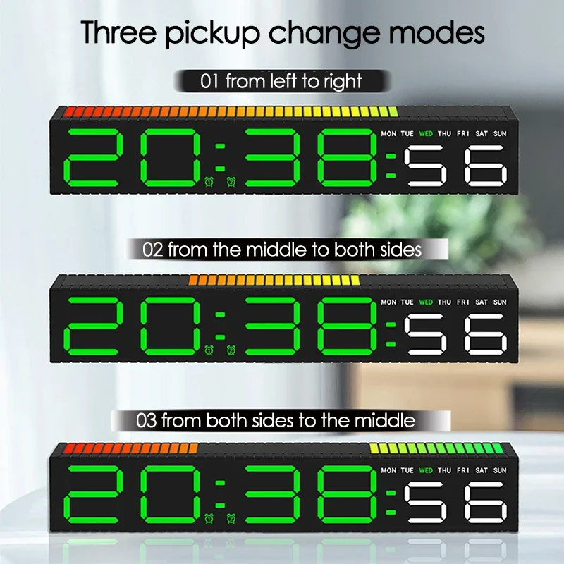 

LED Alarm Clock Colorful Table Clock with Rhythm Light RGB Lamp Pickup Light Sound Control Music Rhythm Desktop Clock for Home