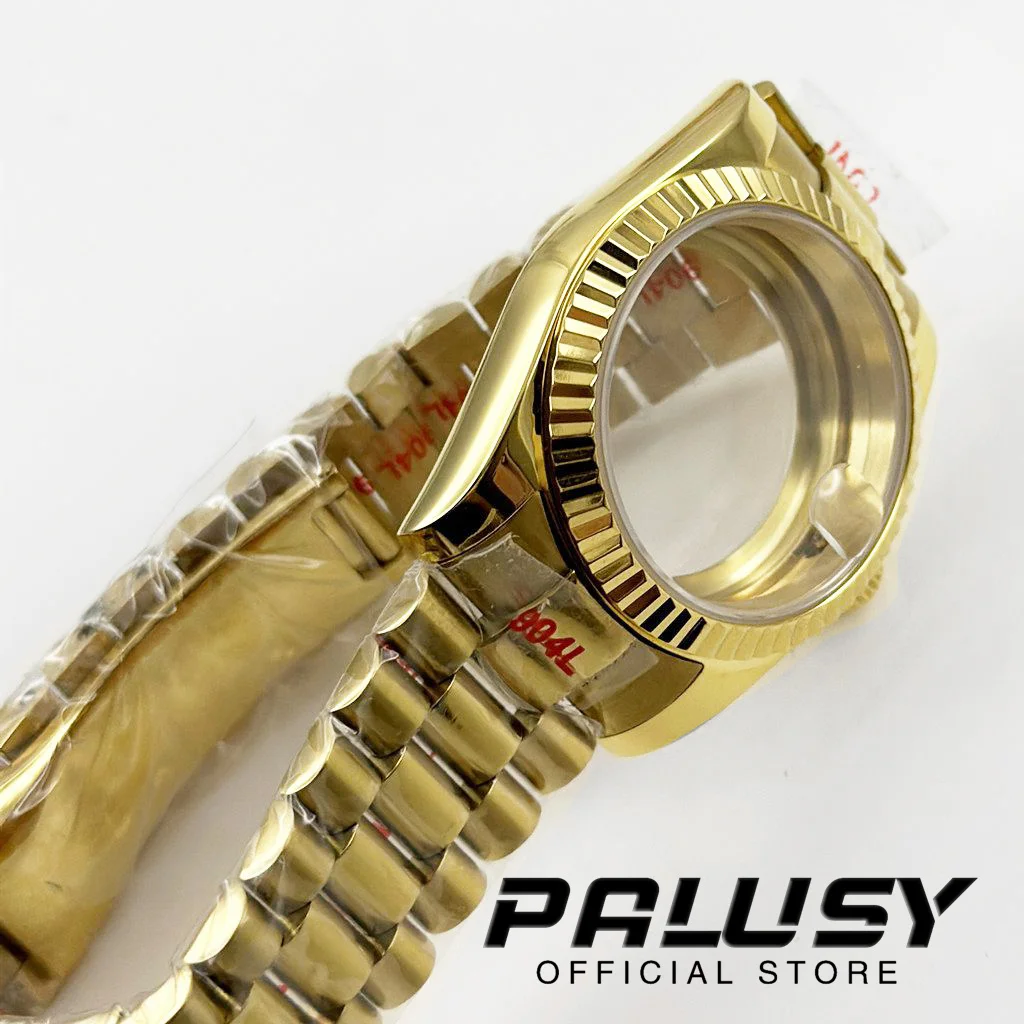 Gold Fluted Curved 36MM/40MM Watch Case Stainless Presidential Bracelet Sapphire Glass For NH34 NH35 NH36 NH38 ETA2824 Movement