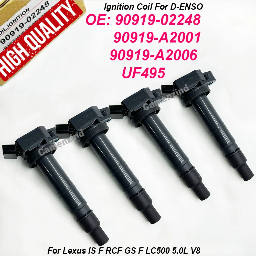 

4PCS 90919-02248 673-1308 UF495 For DENSO Ignition Coil For 2003-2020 Toyota & Lexus 4Runner I4 4.0L V6 90919-02260 9091902248