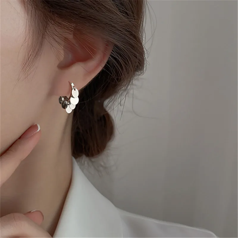 925 Sterling Silver Tassel Bead Piercing Hoop Earrings for Women Girls Elegant Bride Party Birthday Jewelry Wedding Gift Jlfjla
