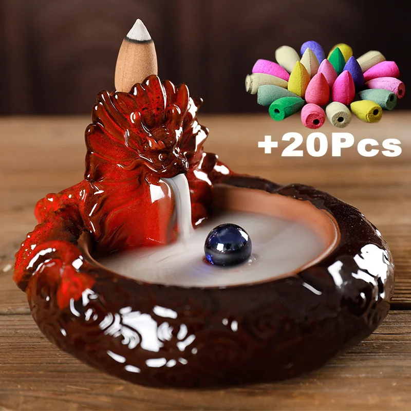 2 In 1 Dragon Ashtray Backflow Incense +Free Gift 20 Incese Cones