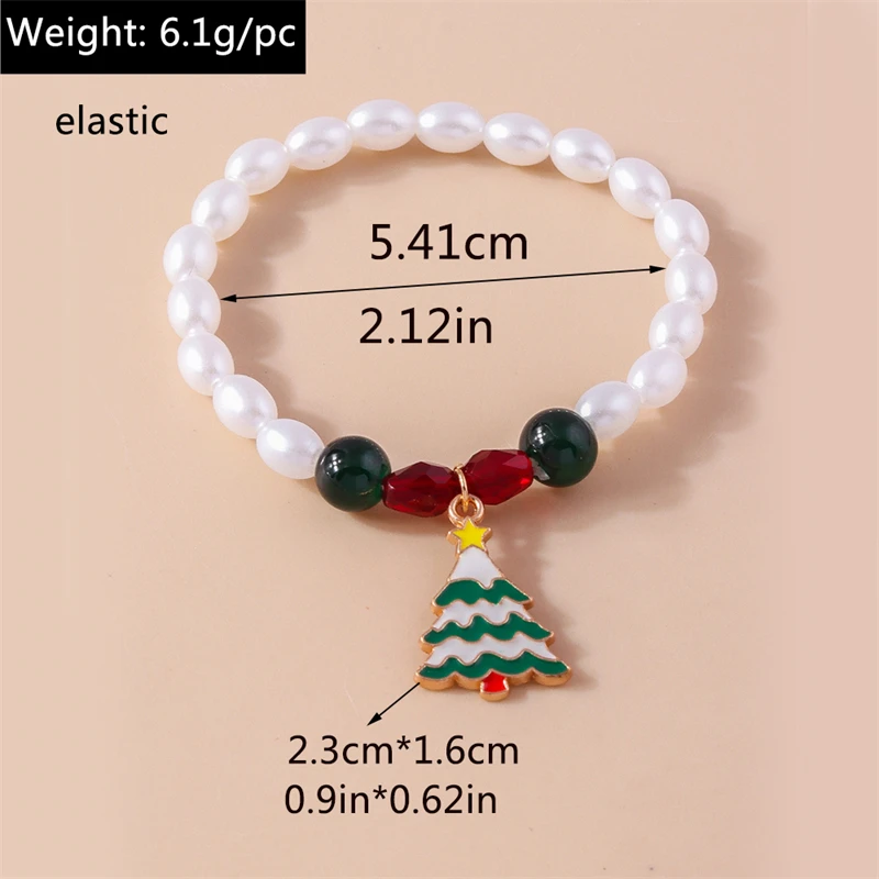 Modisches handgefertigtes Perlenarmband für Damen, Weihnachtsbaum-, Hirsch- und Glockenanhänger, Armband für Mädchen, Freundschaft, Party, Festival, Schmuck, Geschenke – Detail 13
