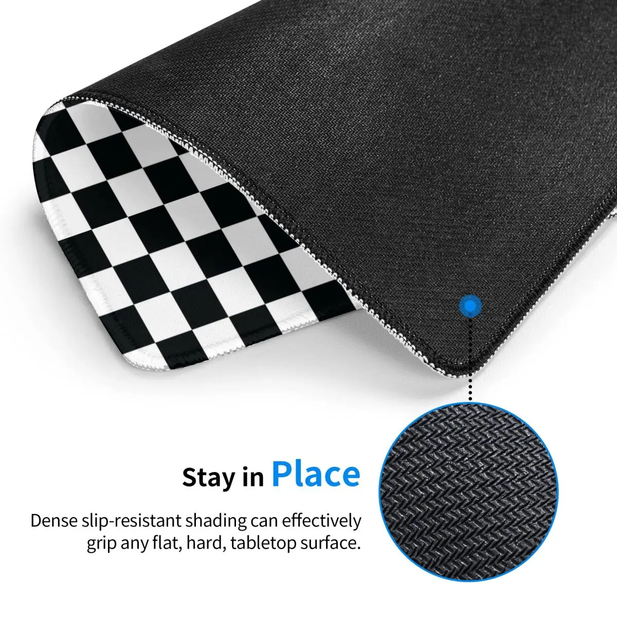 Custom Gamer Mouse Pad Anti-Slip Rubber Base Black White Checkered Plaid Grid Mousepad Office Laptop Mat