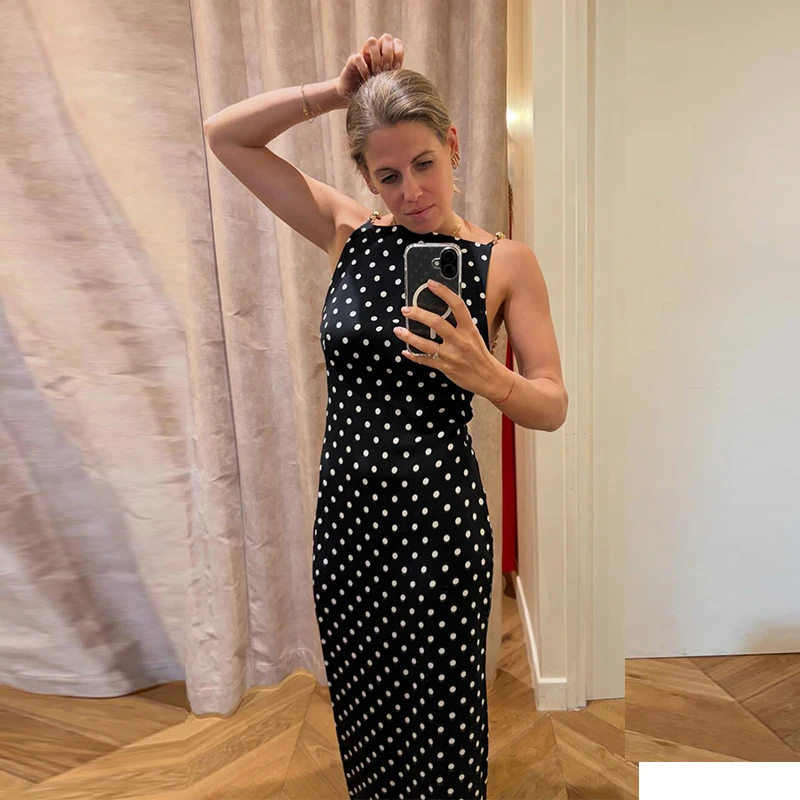 Elegant Beads Backless Black Women's Summer Dress Square Collar Sleeveless Beach Sling Sundress 2026 Lady Holiday Party Robes