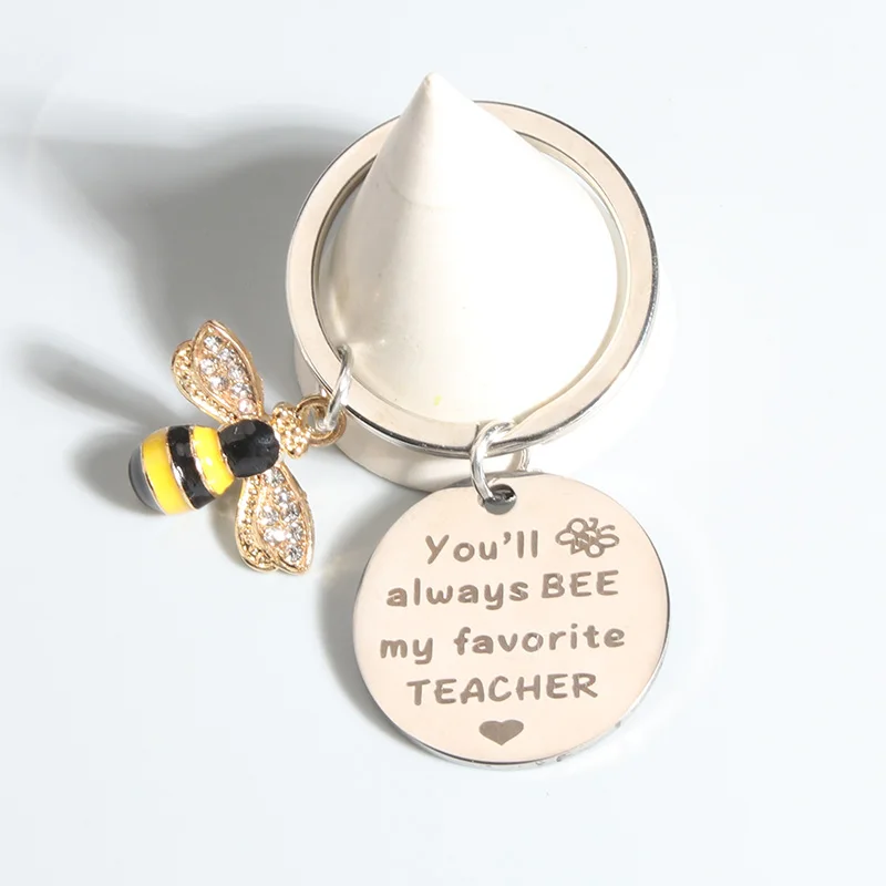Love Cute Keychains Honeybee You Will Always Bee My Favorite Teacher Key Rings For Best Teacher's Day Gift Jewelry