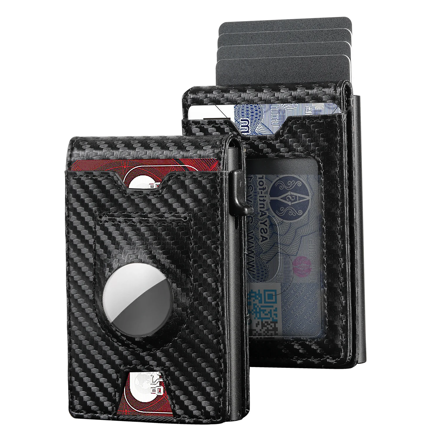 1pc Men's Air Tag Wallet, Smart Wallet, Carbon Fiber Wallet With Airtag Holder, RFID Blocking Pop Up Wallet