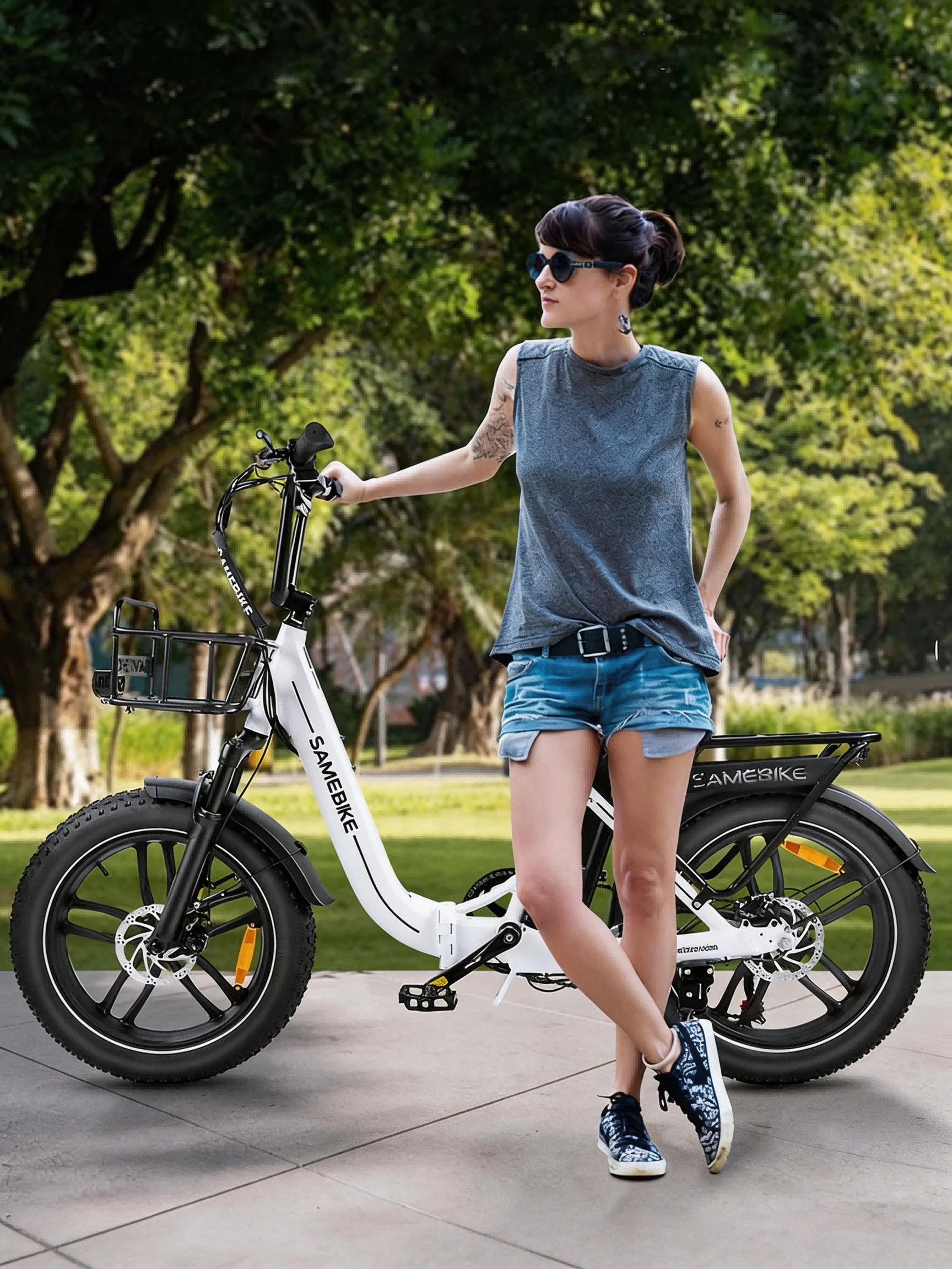 Samebike C05 Pro E-Bike mit 36V 13Ah Abnehmbarem Akku, 20 x 4,0 Zoll Faltbares Elektrofahrrad für Erwachsene, 25 km/h und 70 km Reichweite