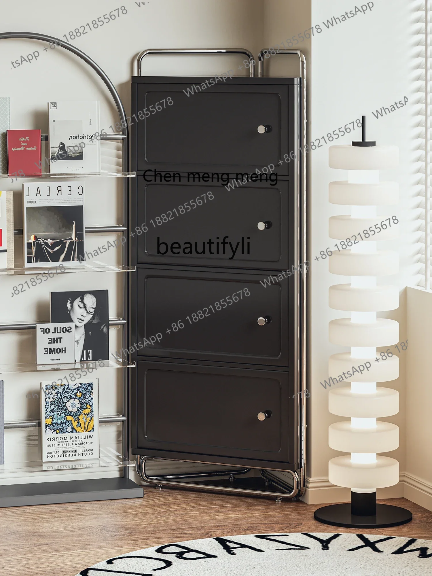 zqqSimple corner living room corner storage triangle wall side cabinet rack