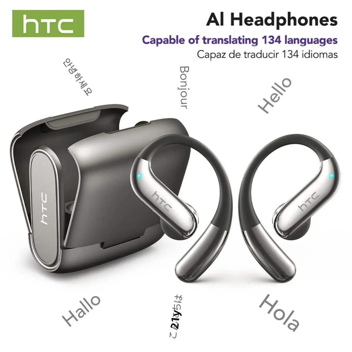 HTC NE23 Bluetooth V6.0 Earphones OWS Sports Wireless Headphones Long-life AI Translator Earbuds Comfortable Ultra-light Earhook