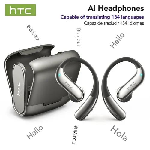 HTC NE23 auriculares Bluetooth V6.0 OWS auriculares inalámbricos deportivos auriculares con traductor AI de larga duración cómodo gancho para la oreja ultraligero