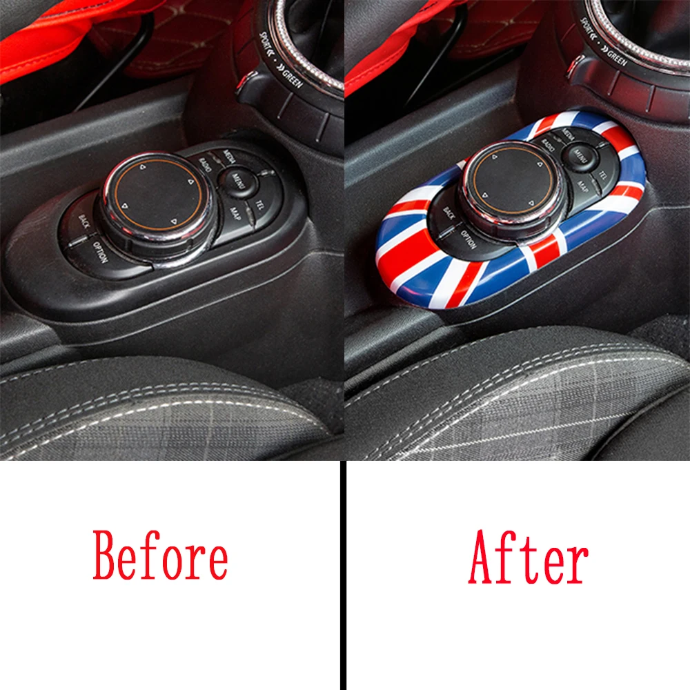 Car Center Console Multimedia Button Gear Panel Housing Cover Sticker For MINI One Cooper F55 F56 F57 Auto Car Accessories