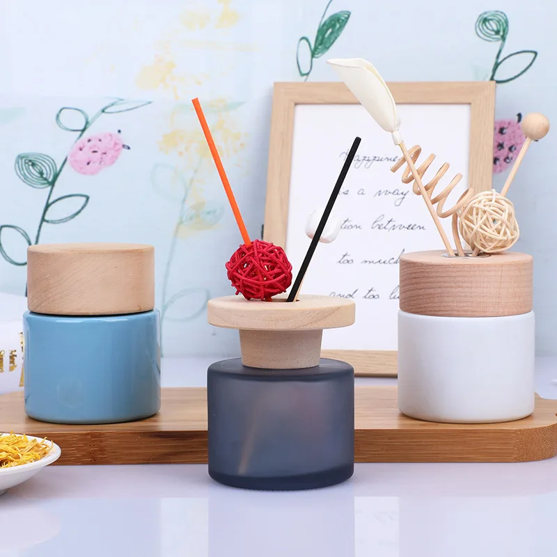 1pcs 140ml Empty Home Fragrance Diffuser Bottle with Wooden Caps Glass Container Reed Diffuser Essential Oil Diffuser Bottle