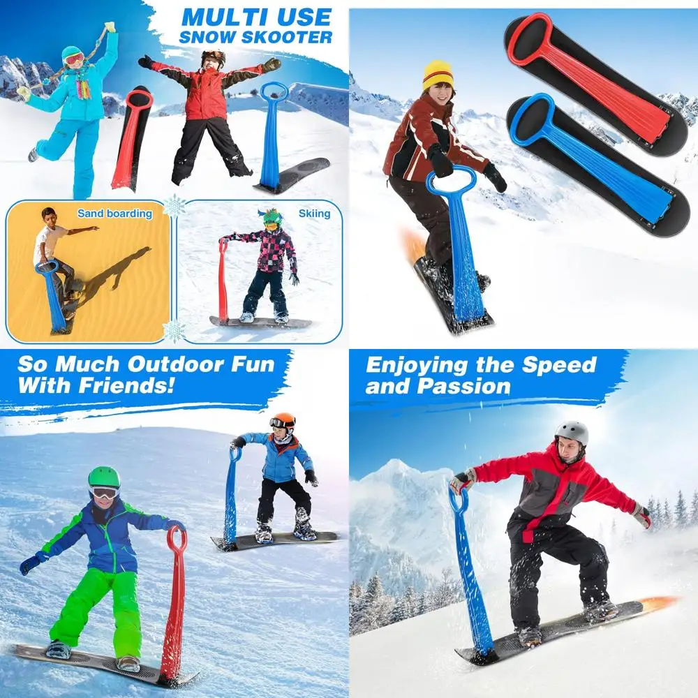 

Складные сани для снега с ручкой, прочный сноубордический самокат для детей, идеальные зимние развлечения на снегу, песке и траве