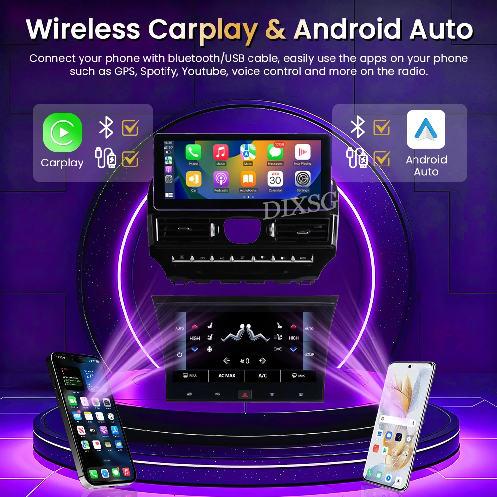 12.3” Wireless CarPlay Android15 For Chrysler 300 300C 2011-2015 Car Multimedia Player Stereo Upgrade Dual Touch Screen GPS DSP
