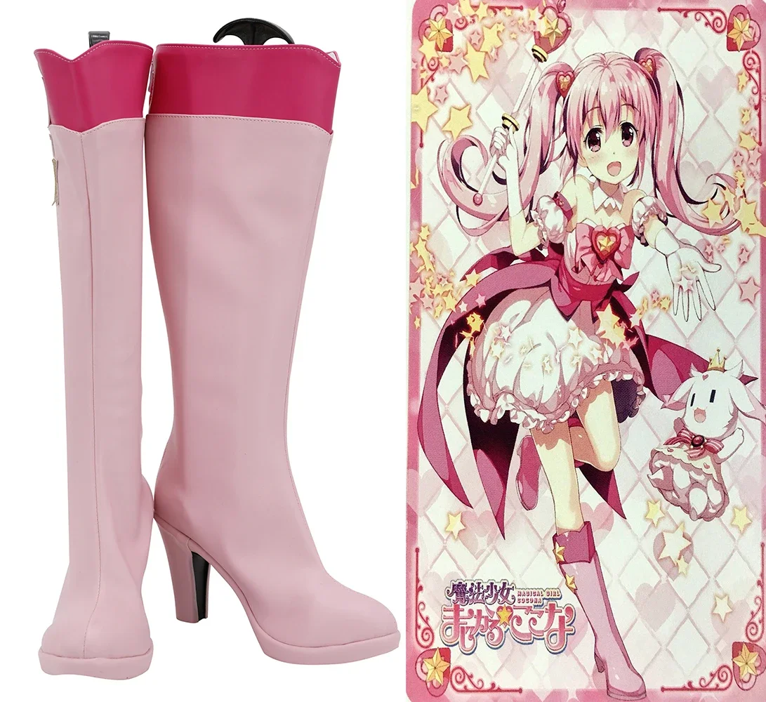 

idolish7 Magic Girl kokona Cosplay Boots Pink Shoes High Heel Customized Boots for Girls Halloween Comic-con Cosplay