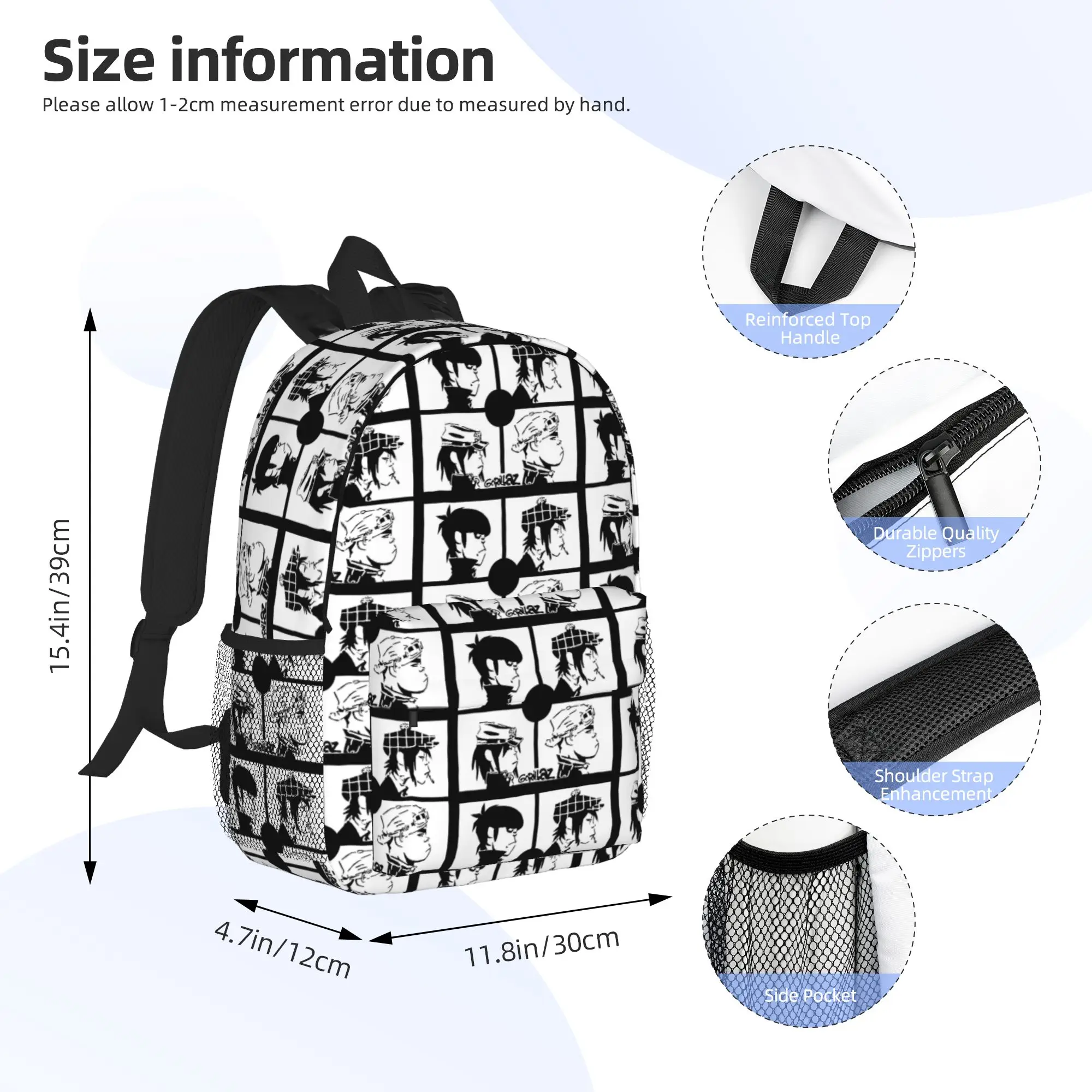 Gorillaz Punk Rock Band Backpack Hot Sale Daypack Large Capacity Boys Girls BookBag Shoulder Bags for Men Women School Bag