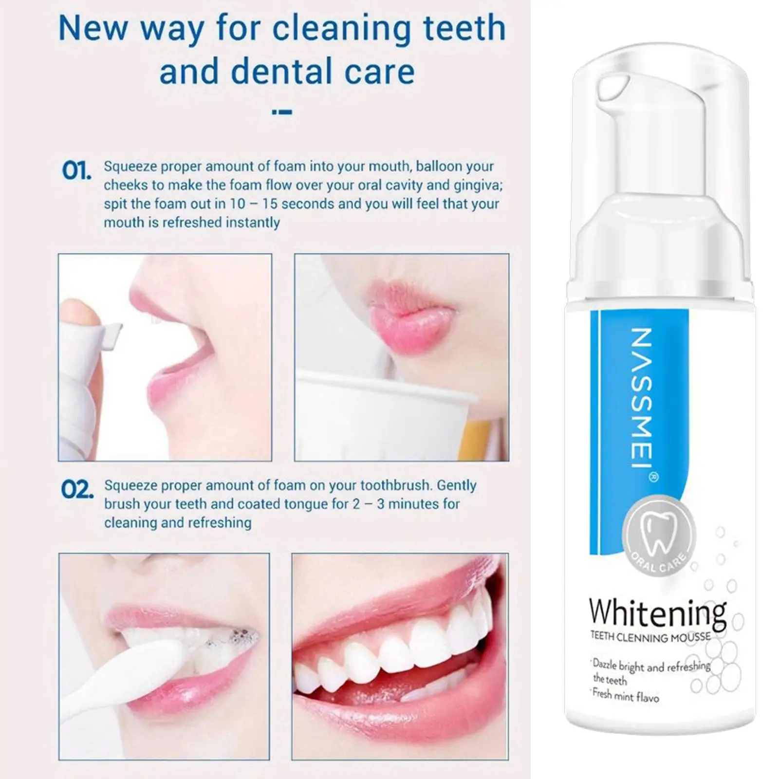 60ml Tooth Toothpaste Refreshing Shining -fine Mousse