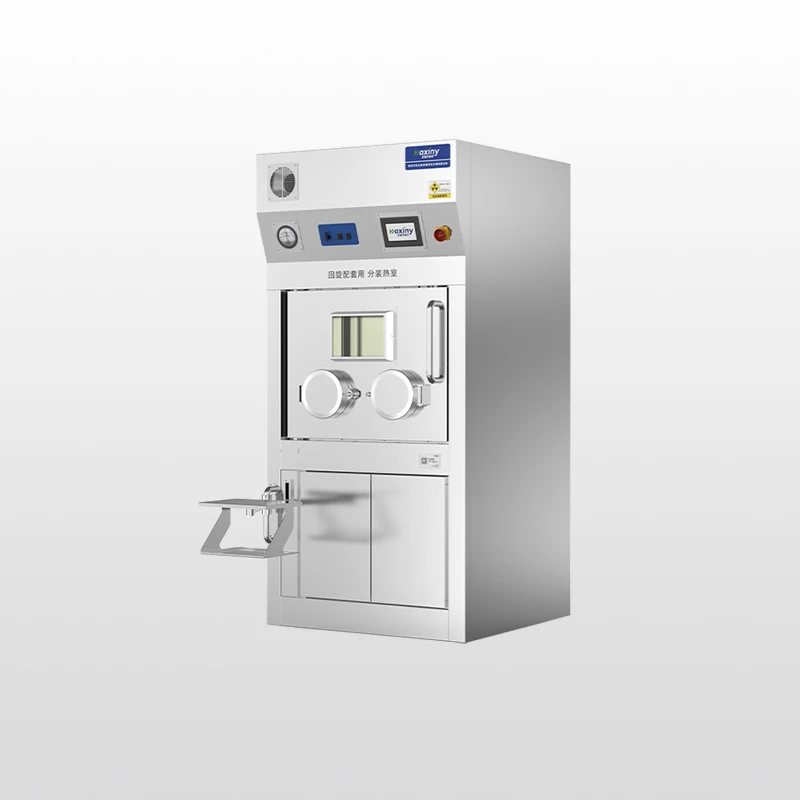 System mit integriertem QC- und Lüftungsschlittenmaterial. Radiopharmazeutische Abgabshaube. Automatisierte Abgabe der Radiopharmade