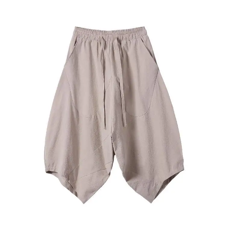 Thai Lantern Pants Men's Loose Wide-leg Cropped Pants Summer Ethnic Style Large-gear Pants Large-size Beach Casual Shorts