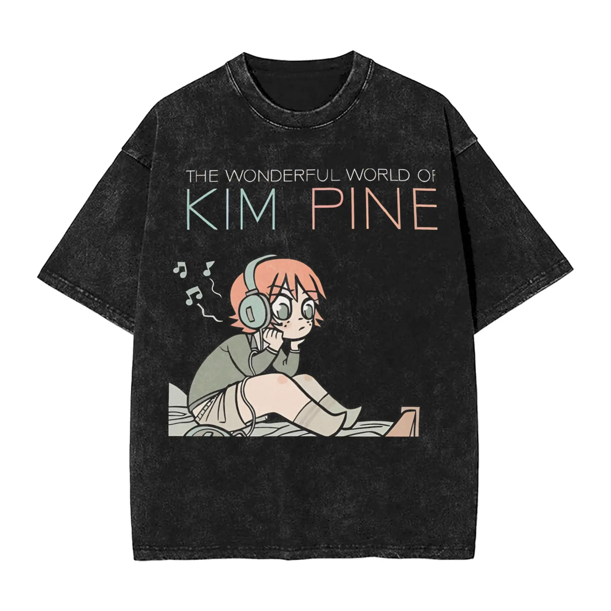 Scotts Pilgrims vs The World T Shirts Hip Hop Washed Short Sleeve Oversize T-Shirts  Retro for Men Women Streetwear