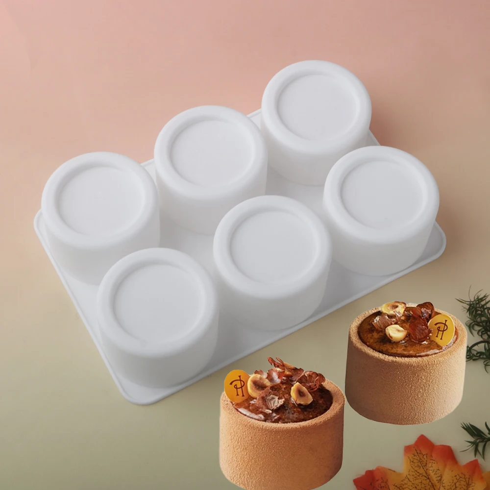 Moule à gâteau cylindrique en Silicone, 6 ou 12 cellules, Design de tasse à Pudding, Mousse française, outils de décoration de desserts de cuisine