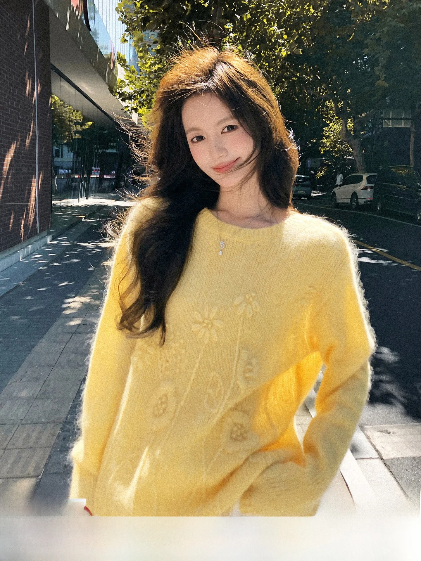 

Ele Свободный круглый вязаный свитер из смешанной шерсти Camere из мериносовой шерсти, удобная осенне-зимняя женская мода