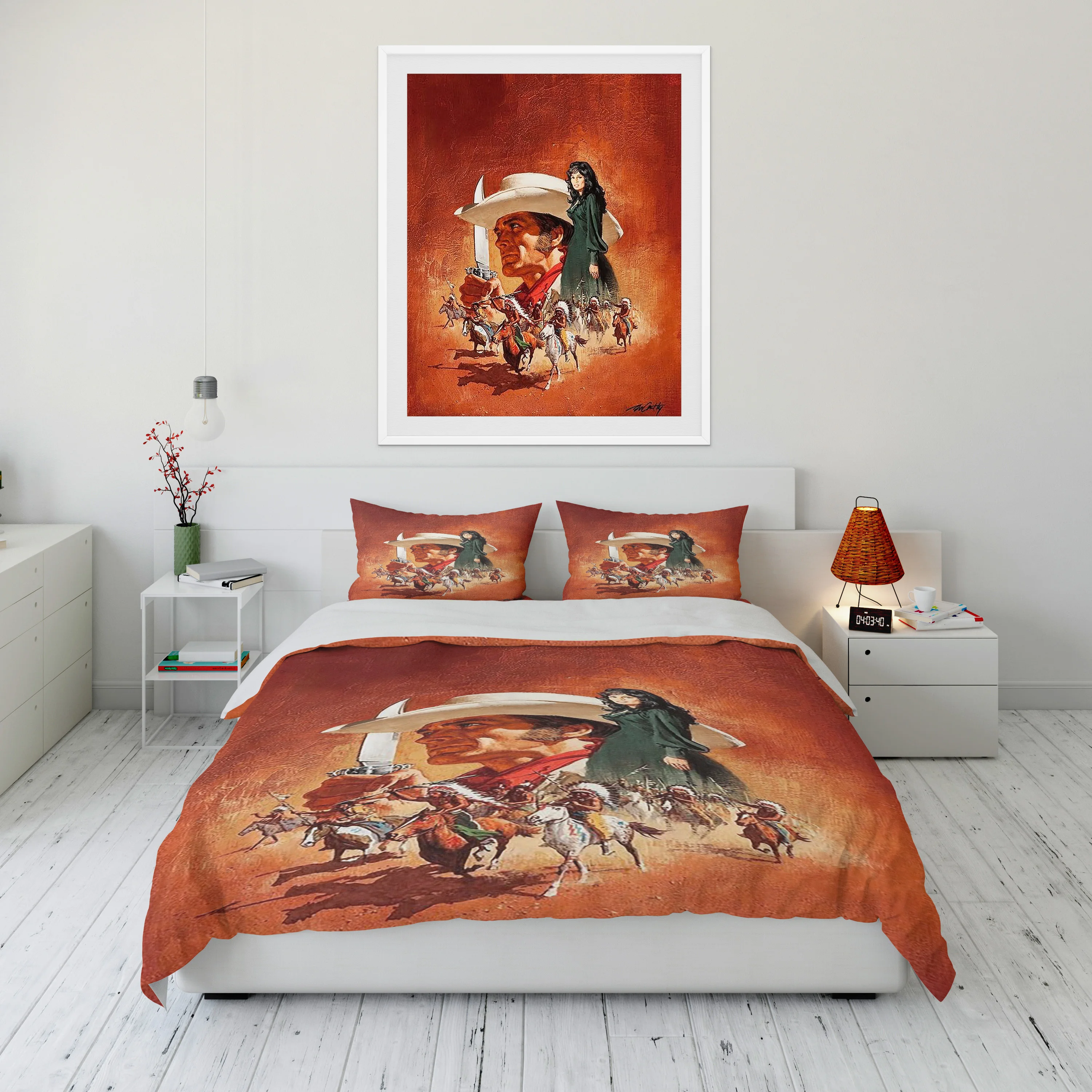 

American Tough Guy Cartoon 3-Piece King Size Twin Adult Bedding Set Microfiber or Polyester Western Cowboy Comforter Set