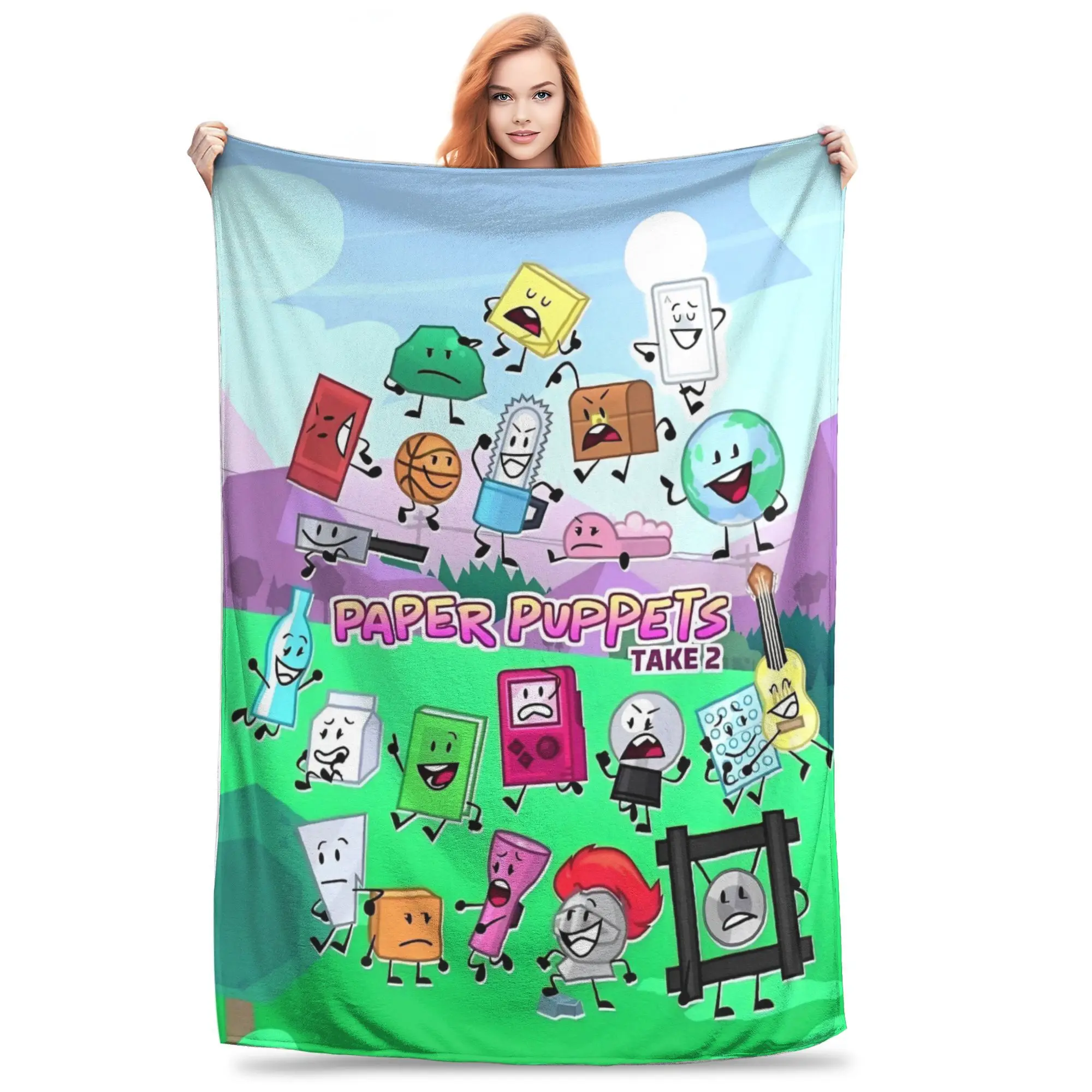 

BFDI Inanimate Insanity Blanket Velvet Spring Autumn Multi-function Super Soft Throw Blankets for Bedding Travel Bedding Throws