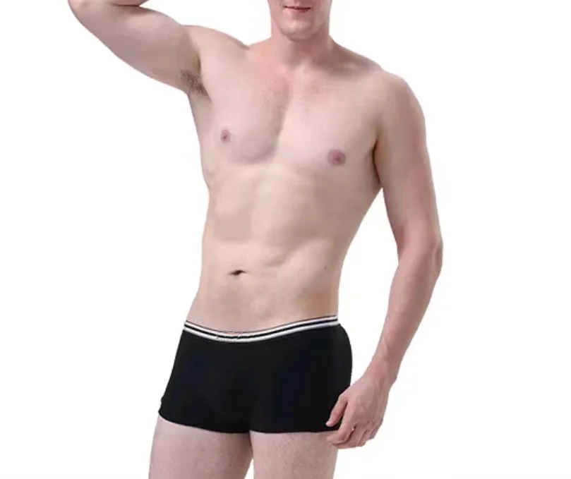 3pcsTOPMen's Cotton Boxer Underwear Men's Fashion Stripe Belt Solid Color Underpants Ultra Soft Comfy Breath Male Panties Shorts