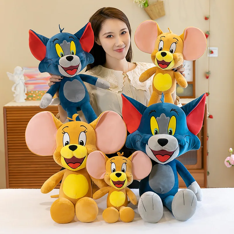 Tom e Jerry bambole di peluche simpatico cartone animato bambole per dormire per bambini regali di compleanno ornamenti da comodino cuscini decorazione della stanza bambole