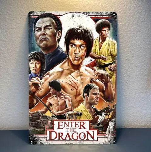 Pôster de Metal do Filme Enter The Dragon - Placa de Metal Colecionável - 20x30cm - Alumínio