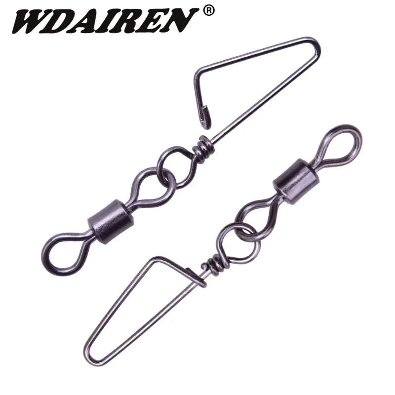 20 stks/partij Versterken Vissen Connector Pin Lager Rolling Swivel Rvs met Snap Vishaak Lokken Accessorie Visgerei